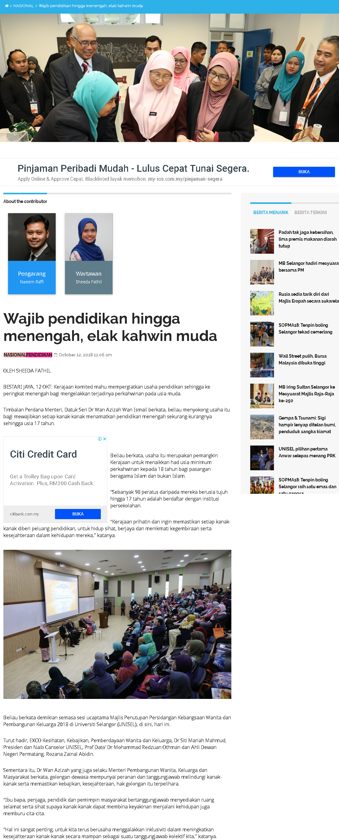 Selangor Kini Online - 12 Oktober 2018